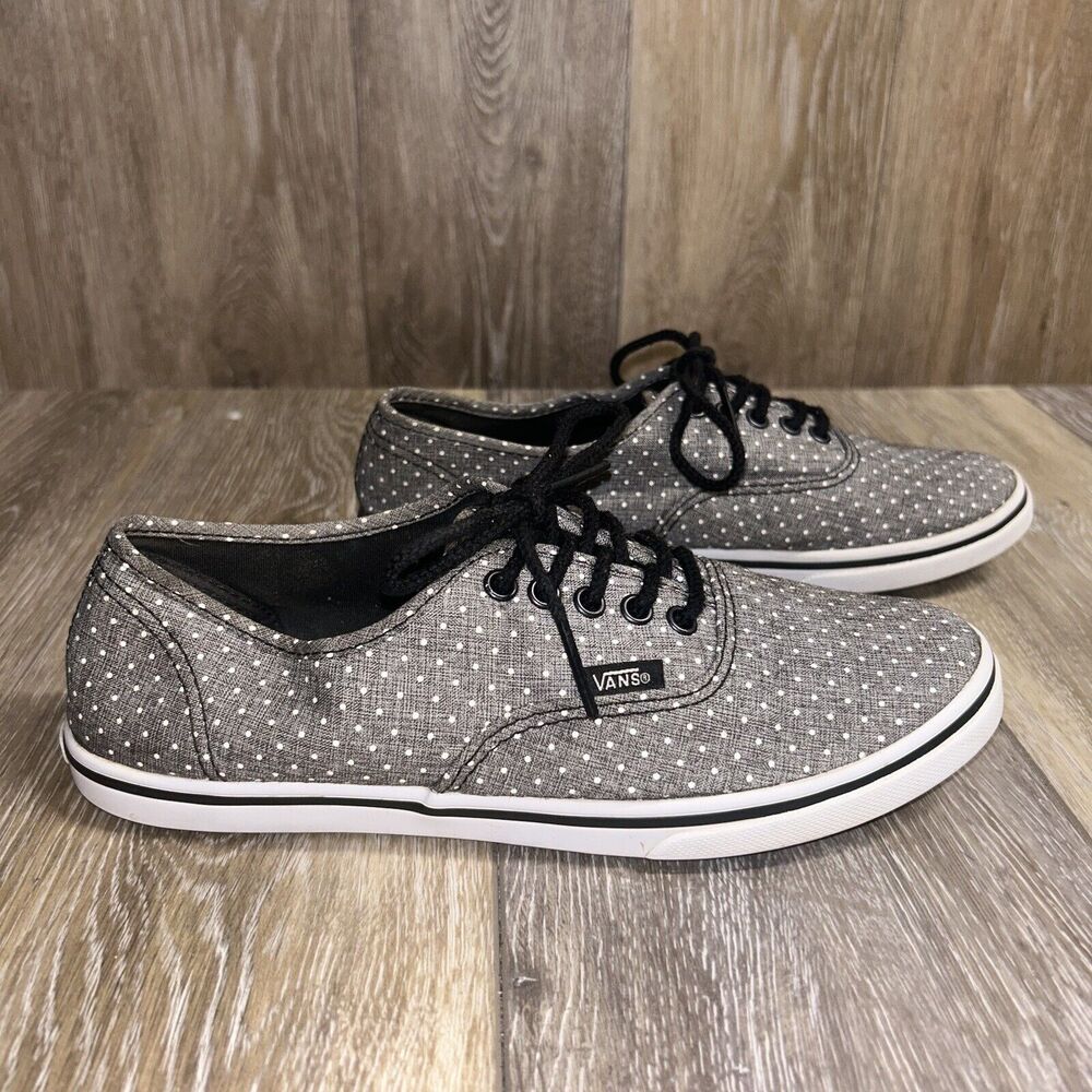 Vans Womens US Size 7 Gray Polka Dot Low Top Lace Up Canvas Sneaker Shoes TB4R